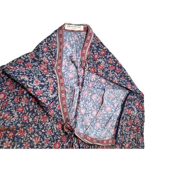 Spell and the Gypsy Pants Size Small Boho Wide Leg Rayon Blue‎ Red Pink - Picture 7 of 8